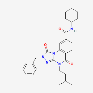 molecular formula C29H35N5O3 B2771589 N-cyclohexyl-4-(3-methylbutyl)-2-[(3-methylphenyl)methyl]-1,5-dioxo-1H,2H,4H,5H-[1,2,4]triazolo[4,3-a]quinazoline-8-carboxamide CAS No. 1224009-12-4