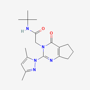 molecular formula C18H25N5O2 B2771590 N-tert-butyl-2-[2-(3,5-dimethyl-1H-pyrazol-1-yl)-4-oxo-3H,4H,5H,6H,7H-cyclopenta[d]pyrimidin-3-yl]acetamide CAS No. 1006860-93-0