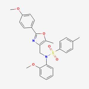 molecular formula C26H26N2O5S B2771615 N-(2-methoxyphenyl)-N-{[2-(4-methoxyphenyl)-5-methyl-1,3-oxazol-4-yl]methyl}-4-methylbenzene-1-sulfonamide CAS No. 1251580-87-6