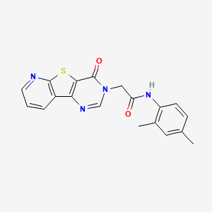 molecular formula C19H16N4O2S B2771630 N-(2,4-dimethylphenyl)-2-(6-oxo-8-thia-3,5,10-triazatricyclo[7.4.0.02,7]trideca-1(9),2(7),3,10,12-pentaen-5-yl)acetamide CAS No. 946292-75-7