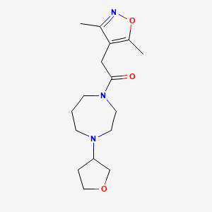 molecular formula C16H25N3O3 B2771659 2-(3,5-dimethyl-1,2-oxazol-4-yl)-1-[4-(oxolan-3-yl)-1,4-diazepan-1-yl]ethan-1-one CAS No. 2309232-29-7