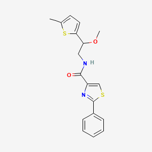 molecular formula C18H18N2O2S2 B2771660 N-[2-METHOXY-2-(5-METHYLTHIOPHEN-2-YL)ETHYL]-2-PHENYL-1,3-THIAZOLE-4-CARBOXAMIDE CAS No. 1797182-62-7