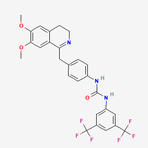 molecular formula C27H23F6N3O3 B2771672 3-[3,5-bis(trifluoromethyl)phenyl]-1-{4-[(6,7-dimethoxy-3,4-dihydroisoquinolin-1-yl)methyl]phenyl}urea CAS No. 1024082-65-2
