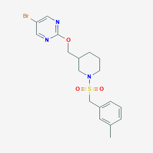 molecular formula C18H22BrN3O3S B2771689 5-Bromo-2-({1-[(3-methylphenyl)methanesulfonyl]piperidin-3-yl}methoxy)pyrimidine CAS No. 2380177-08-0