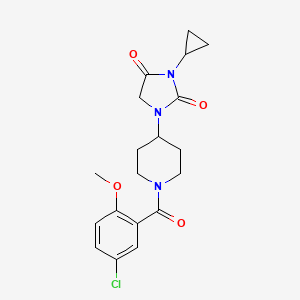 molecular formula C19H22ClN3O4 B2771690 1-[1-(5-Chloro-2-methoxybenzoyl)piperidin-4-yl]-3-cyclopropylimidazolidine-2,4-dione CAS No. 2097863-40-4