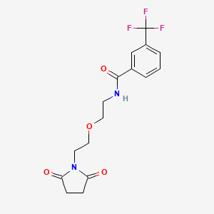 molecular formula C16H17F3N2O4 B2771734 N-{2-[2-(2,5-dioxopyrrolidin-1-yl)ethoxy]ethyl}-3-(trifluoromethyl)benzamide CAS No. 2309588-24-5