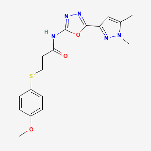 molecular formula C17H19N5O3S B2771747 N-(5-(1,5-dimethyl-1H-pyrazol-3-yl)-1,3,4-oxadiazol-2-yl)-3-((4-methoxyphenyl)thio)propanamide CAS No. 1171899-55-0