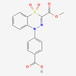 molecular formula C16H12N2O6S B2771764 4-[3-(methoxycarbonyl)-4,4-dioxido-1H-4,1,2-benzothiadiazin-1-yl]benzoic acid CAS No. 1707737-20-9