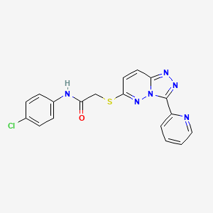 molecular formula C18H13ClN6OS B2771765 N-(4-chlorophenyl)-2-((3-(pyridin-2-yl)-[1,2,4]triazolo[4,3-b]pyridazin-6-yl)thio)acetamide CAS No. 868967-44-6