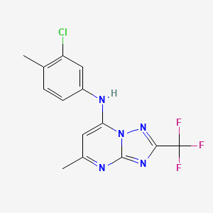 molecular formula C14H11ClF3N5 B2771767 N-(3-chloro-4-methylphenyl)-5-methyl-2-(trifluoromethyl)-[1,2,4]triazolo[1,5-a]pyrimidin-7-amine 