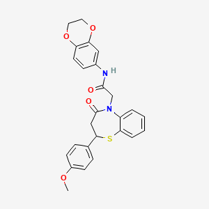 molecular formula C26H24N2O5S B2771768 N-(2,3-dihydro-1,4-benzodioxin-6-yl)-2-[2-(4-methoxyphenyl)-4-oxo-2,3,4,5-tetrahydro-1,5-benzothiazepin-5-yl]acetamide CAS No. 847486-72-0