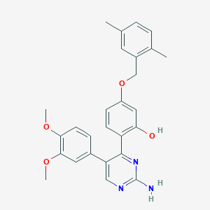 2-(2-Amino-5-(3,4-dimethoxyphenyl)pyrimidin-4-yl)-5-((2,5-dimethylbenzyl)oxy)phenol