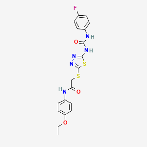 molecular formula C19H18FN5O3S2 B2771788 N-(4-ethoxyphenyl)-2-((5-(3-(4-fluorophenyl)ureido)-1,3,4-thiadiazol-2-yl)thio)acetamide CAS No. 886935-56-4