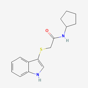 molecular formula C15H18N2OS B2771808 N-cyclopentyl-2-(1H-indol-3-ylsulfanyl)acetamide CAS No. 851412-80-1