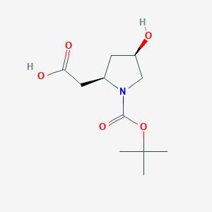 2-[(2R,4R)-4-Hydroxy-1-[(2-methylpropan-2-yl)oxycarbonyl]pyrrolidin-2-yl]acetic acid