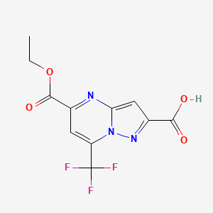 molecular formula C11H8F3N3O4 B2771824 5-(乙氧羰基)-7-(三氟甲基)吡唑并[1,5-a]嘧啶-2-羧酸 CAS No. 937601-49-5