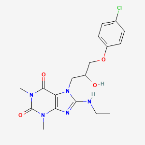 molecular formula C18H22ClN5O4 B2771827 7-(3-(4-chlorophenoxy)-2-hydroxypropyl)-8-(ethylamino)-1,3-dimethyl-1H-purine-2,6(3H,7H)-dione CAS No. 919020-68-1