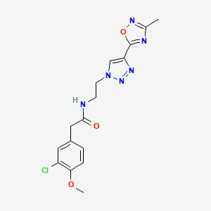 molecular formula C16H17ClN6O3 B2771828 2-(3-氯-4-甲氧基苯基)-N-(2-(4-(3-甲基-1,2,4-噁二唑-5-基)-1H-1,2,3-三唑-1-基)乙基)乙酰胺 CAS No. 2034589-69-8