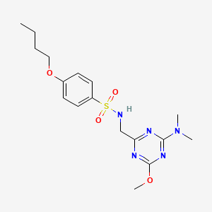 molecular formula C17H25N5O4S B2771830 4-butoxy-N-((4-(dimethylamino)-6-methoxy-1,3,5-triazin-2-yl)methyl)benzenesulfonamide CAS No. 2034515-17-6