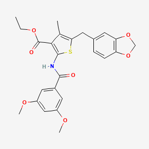 molecular formula C25H25NO7S B2771833 Ethyl 5-(1,3-benzodioxol-5-ylmethyl)-2-[(3,5-dimethoxybenzoyl)amino]-4-methylthiophene-3-carboxylate CAS No. 476365-53-4