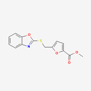 molecular formula C14H11NO4S B2771842 Methyl 5-[(1,3-benzoxazol-2-ylsulfanyl)methyl]furan-2-carboxylate CAS No. 204456-07-5