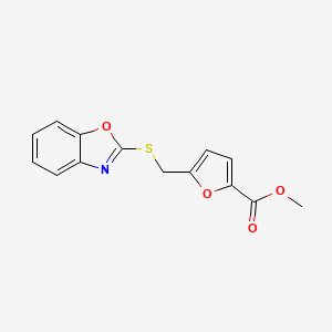 molecular formula C14H11NO4S B2771842 Methyl 5-(1,3-benzoxazol-2-ylsulfanylmethyl)furan-2-carboxylate CAS No. 204456-07-5