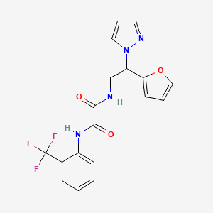 molecular formula C18H15F3N4O3 B2771846 N-[2-(furan-2-yl)-2-(1H-pyrazol-1-yl)ethyl]-N'-[2-(trifluoromethyl)phenyl]ethanediamide CAS No. 2034491-61-5
