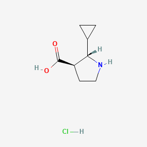 molecular formula C8H14ClNO2 B2771851 (2S,3R)-2-Cyclopropylpyrrolidine-3-carboxylic acid;hydrochloride CAS No. 2503156-12-3