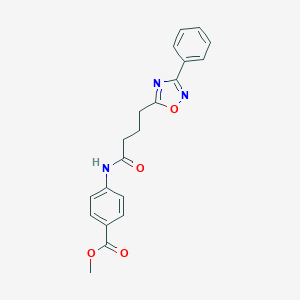 molecular formula C20H19N3O4 B277189 Methyl 4-{[4-(3-phenyl-1,2,4-oxadiazol-5-yl)butanoyl]amino}benzoate 
