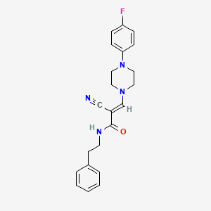 molecular formula C22H23FN4O B2771890 (E)-2-cyano-3-(4-(4-fluorophenyl)piperazin-1-yl)-N-phenethylacrylamide CAS No. 885181-20-4
