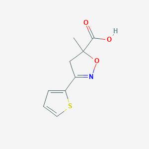 molecular formula C9H9NO3S B2771894 5-甲基-3-(噻吩-2-基)-4,5-二氢异噁唑-5-羧酸 CAS No. 1326813-29-9