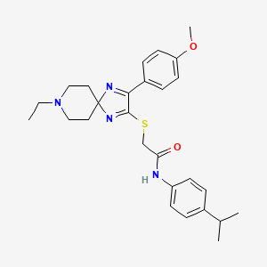 2-((8-ethyl-3-(4-methoxyphenyl)-1,4,8-triazaspiro[4.5]deca-1,3-dien-2-yl)thio)-N-(4-isopropylphenyl)acetamide