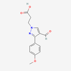 molecular formula C14H14N2O4 B2771909 3-[4-formyl-3-(4-methoxyphenyl)-1H-pyrazol-1-yl]propanoic acid CAS No. 381214-34-2