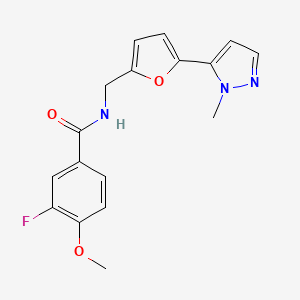 molecular formula C17H16FN3O3 B2771910 3-Fluoro-4-methoxy-N-[[5-(2-methylpyrazol-3-yl)furan-2-yl]methyl]benzamide CAS No. 2415539-73-8