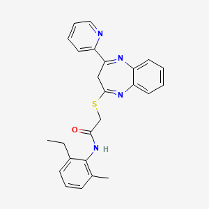 molecular formula C25H24N4OS B2771917 N-(2-ethyl-6-methylphenyl)-2-{[4-(pyridin-2-yl)-3H-1,5-benzodiazepin-2-yl]sulfanyl}acetamide CAS No. 1189945-51-4