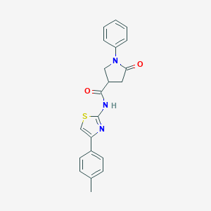 molecular formula C21H19N3O2S B277196 N-[4-(4-methylphenyl)-1,3-thiazol-2-yl]-5-oxo-1-phenylpyrrolidine-3-carboxamide 