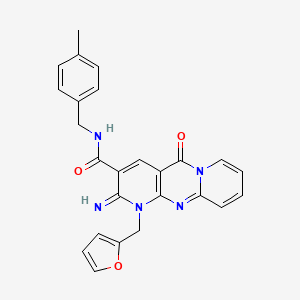 7-[(furan-2-yl)methyl]-6-imino-N-[(4-methylphenyl)methyl]-2-oxo-1,7,9-triazatricyclo[8.4.0.0^{3,8}]tetradeca-3(8),4,9,11,13-pentaene-5-carboxamide