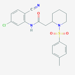 molecular formula C21H22ClN3O3S B2772019 N-(5-chloro-2-cyanophenyl)-2-(1-tosylpiperidin-2-yl)acetamide CAS No. 1021223-86-8
