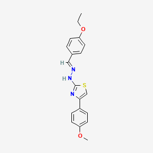 molecular formula C19H19N3O2S B2772024 (Z)-2-((E)-(4-ethoxybenzylidene)hydrazono)-4-(4-methoxyphenyl)-2,3-dihydrothiazole CAS No. 1322212-54-3