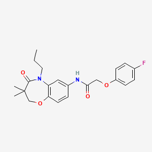 molecular formula C22H25FN2O4 B2772025 N-(3,3-dimethyl-4-oxo-5-propyl-2,3,4,5-tetrahydrobenzo[b][1,4]oxazepin-7-yl)-2-(4-fluorophenoxy)acetamide CAS No. 921792-39-4