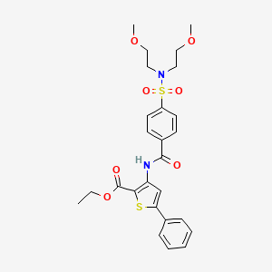 molecular formula C26H30N2O7S2 B2772034 ethyl 3-(4-(N,N-bis(2-methoxyethyl)sulfamoyl)benzamido)-5-phenylthiophene-2-carboxylate CAS No. 392290-16-3