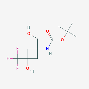 molecular formula C11H18F3NO4 B2772054 rac-tert-butylN-[(1s,3s)-3-hydroxy-1-(hydroxymethyl)-3-(trifluoromethyl)cyclobutyl]carbamate,cis CAS No. 2418643-83-9