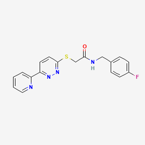 molecular formula C18H15FN4OS B2772055 N-[(4-fluorophenyl)methyl]-2-(6-pyridin-2-ylpyridazin-3-yl)sulfanylacetamide CAS No. 893999-65-0