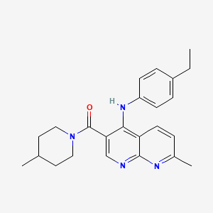 molecular formula C24H28N4O B2772057 N-(4-ethylphenyl)-7-methyl-3-(4-methylpiperidine-1-carbonyl)-1,8-naphthyridin-4-amine CAS No. 1251565-65-7