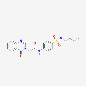 molecular formula C21H24N4O4S B277208 N-{4-[butyl(methyl)sulfamoyl]phenyl}-2-(4-oxoquinazolin-3(4H)-yl)acetamide 