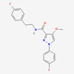 molecular formula C19H17F2N3O2 B2772084 N-(4-fluorophenethyl)-1-(4-fluorophenyl)-4-methoxy-1H-pyrazole-3-carboxamide CAS No. 1189480-92-9