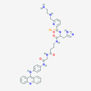 molecular formula C40H42FeN11O4+ B027721 (N-(2-((4-((2-((4-(9-Acridinylamino)phenyl)amino)-2-oxoethyl)amino)-4-oxobutyl)amino)-1-(1H-imidazol-4-ylmethyl)-1-oxoethyl)-6-(((-2-aminoethyl)amino)methyl)-2-pyridinecarboxamidato) iron(1+) CAS No. 110340-32-4