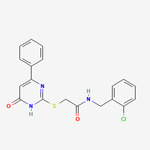 molecular formula C19H16ClN3O2S B2772107 N-(2-chlorobenzyl)-2-((6-oxo-4-phenyl-1,6-dihydropyrimidin-2-yl)thio)acetamide CAS No. 899755-19-2