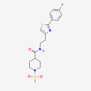 molecular formula C18H22FN3O3S2 B2772117 N-(2-(2-(4-fluorophenyl)thiazol-4-yl)ethyl)-1-(methylsulfonyl)piperidine-4-carboxamide CAS No. 1208734-61-5