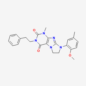molecular formula C24H25N5O3 B2772137 6-(2-methoxy-5-methylphenyl)-4-methyl-2-(2-phenylethyl)-7,8-dihydropurino[7,8-a]imidazole-1,3-dione CAS No. 899942-39-3